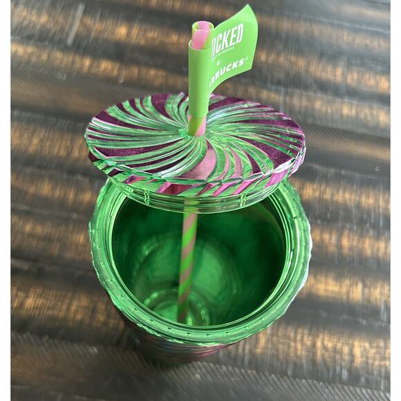 NEW! Starbucks Wicked Pink & Green Swirl 24 oz Tumbler with Straw - Picture 10 of 11